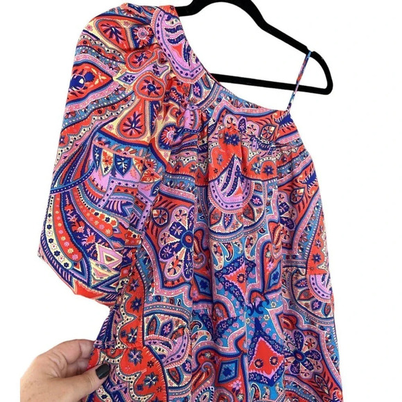 Angie Women's Colorful Paisley Off The Shoulder Cut Out Mini Dress Size Medium - Picture 3 of 9